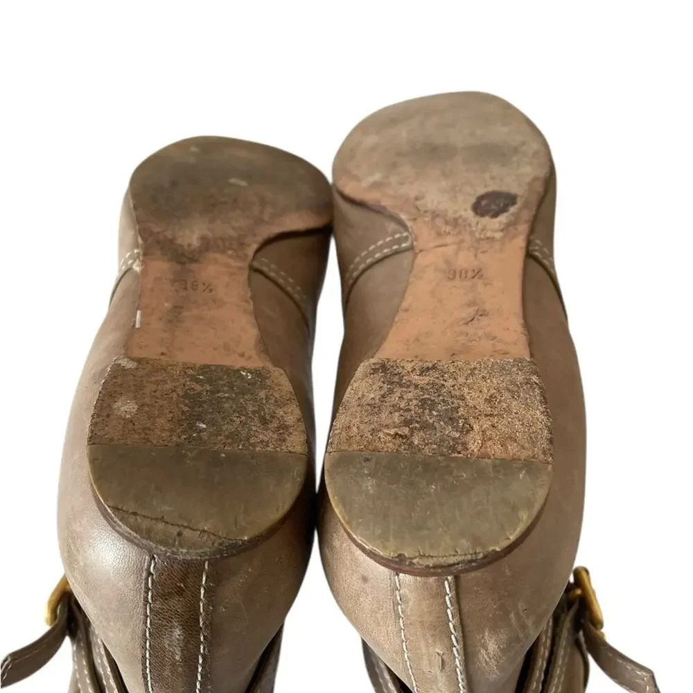 Chloé brown leather knee-high riding boots with a small ankle strap Sz:38.5